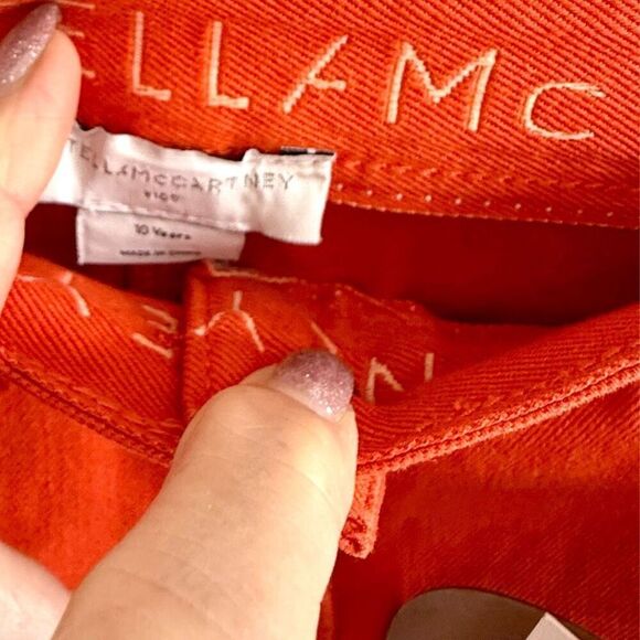 NWT Stella McCartney Kids denim shorts,in orange Size 10 - Picture 6 of 8
